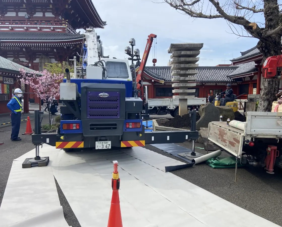 灯籠の撤去・移設工事